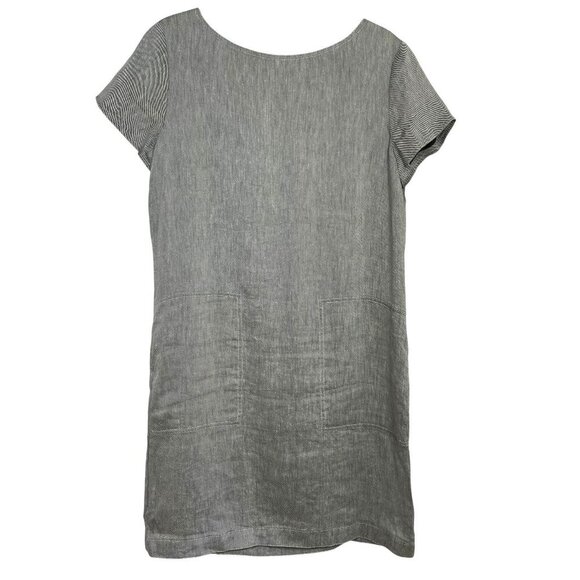 Theory Structured T Twill Linen Short Sleeve Midi Shift Dress Gray Size L Lined - Picture 3 of 16